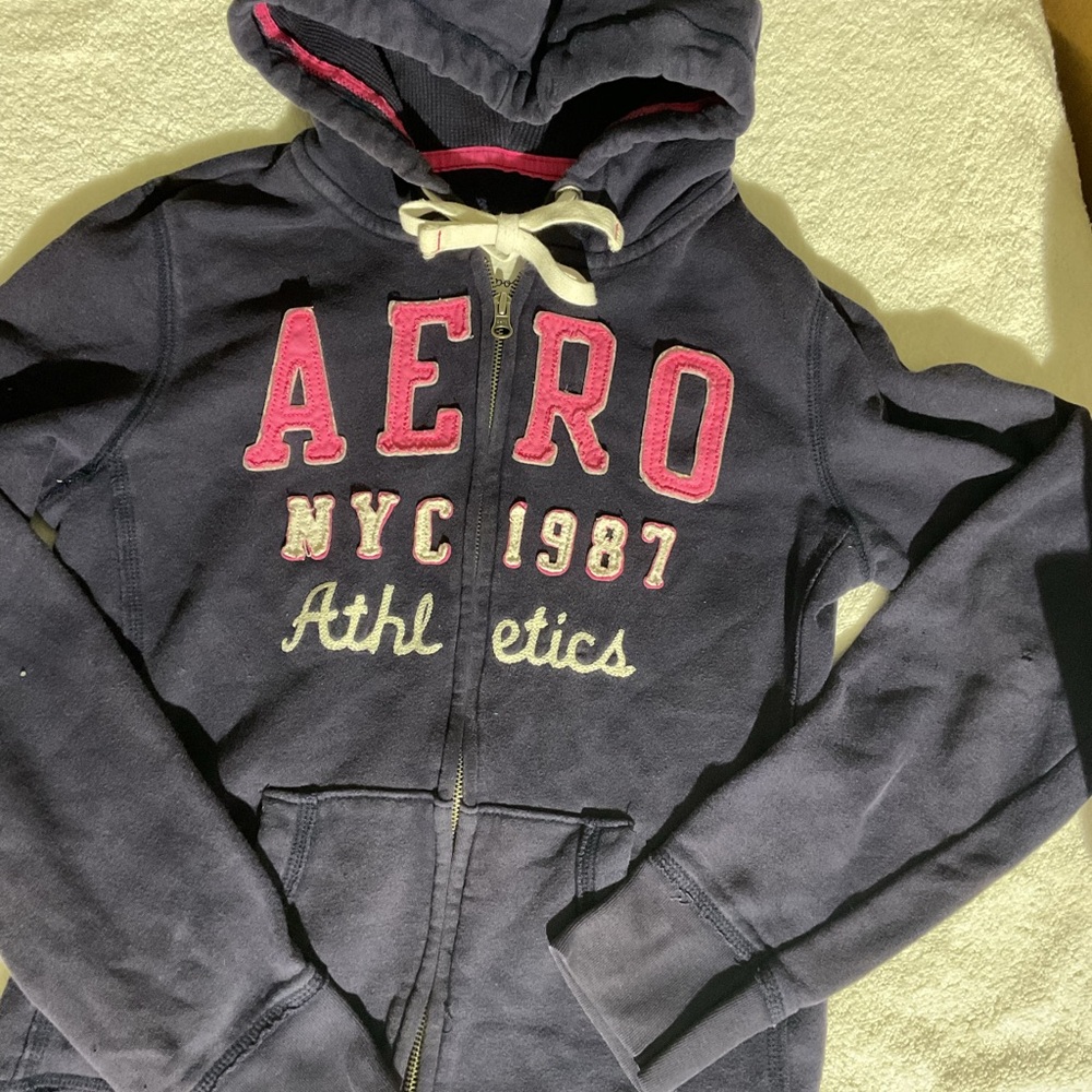 Y2K Aeropostale navy and Pink Zip-Up Hoodie